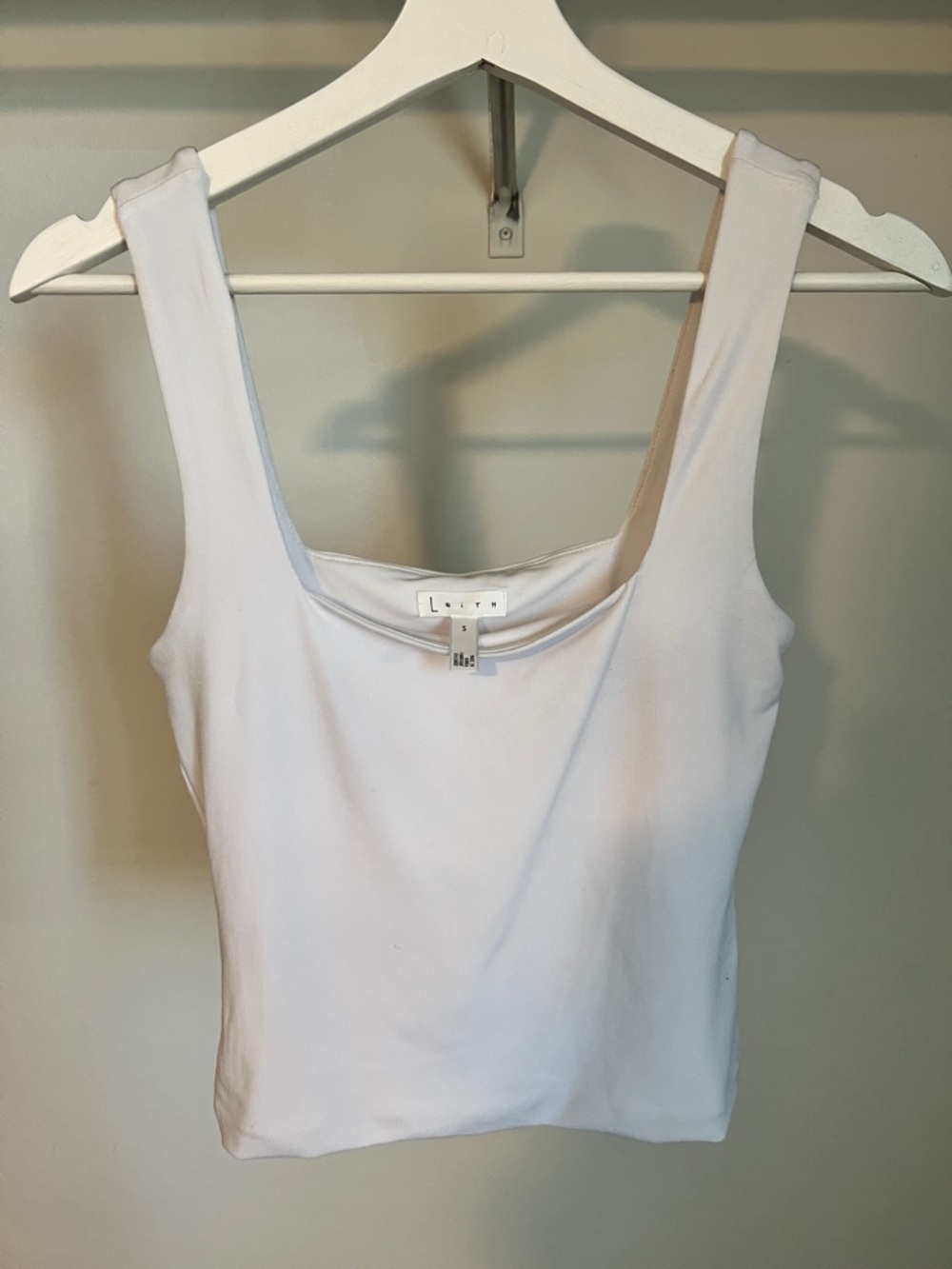 White Leith square neck stretch tank top